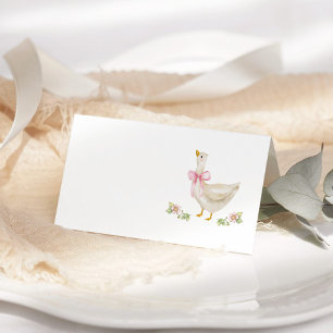 Carte De Placement Baby shower sot de poule rose oie