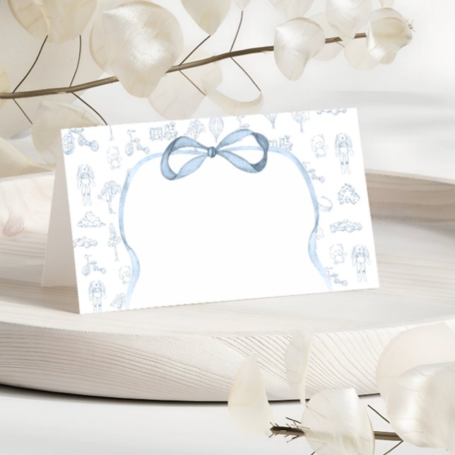 Carte De Placement Baby Shower Toile Bleu et Blanc (Créateur téléchargé)