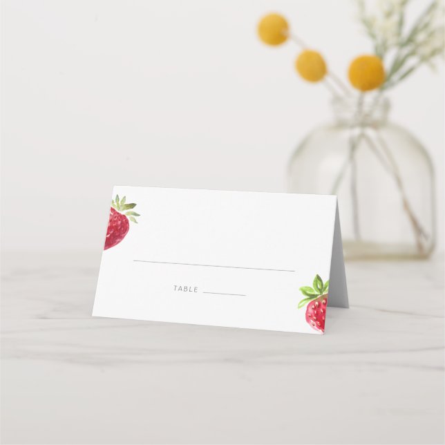 Carte De Placement Baie dans l'eau amour fraise aquarelle (Devant)