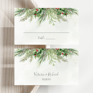 Carte De Placement Baies d'hiver rustiques Pine Cône Mariage de verdu