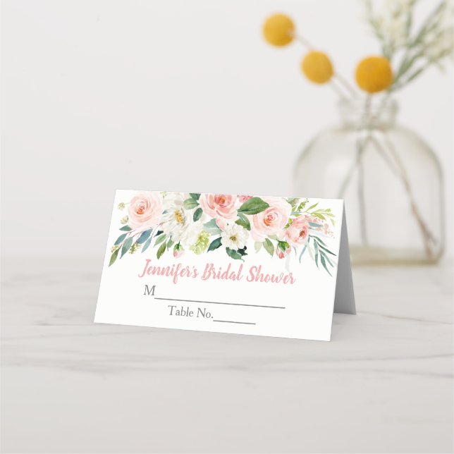 Carte De Placement Baigneuse Fleurie Rose Mariage (Devant)