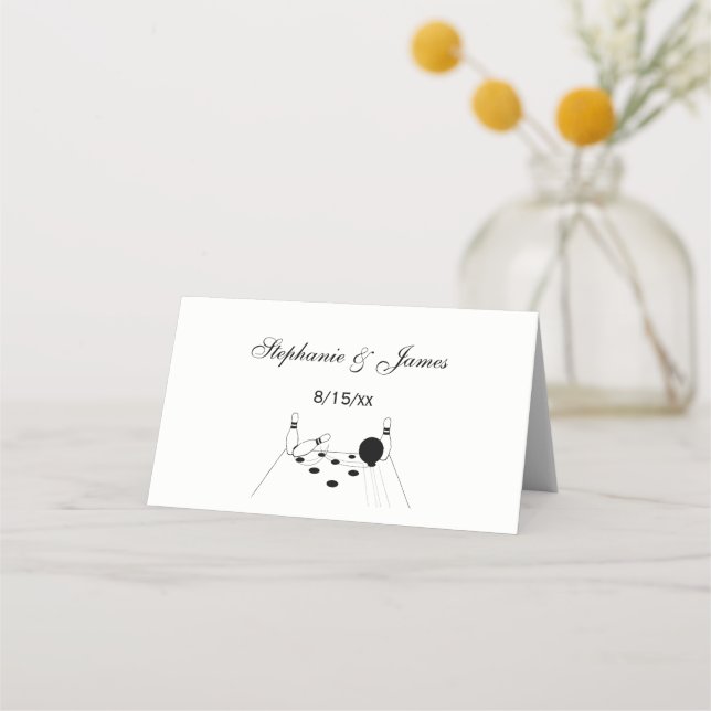 Carte De Placement Bal de bowling de sport et Pins Place Card (Devant)