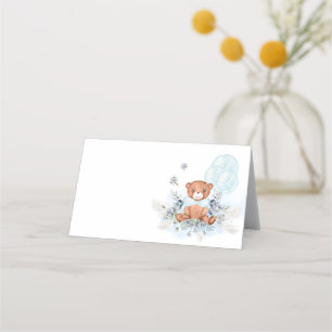 Carte De Placement Ballons Bleus Ours Teddy Baby shower d'attente rap