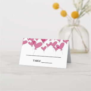 Carte De Placement Ballons de coeur rouge romantique thème mariage pe