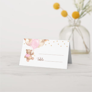 Carte De Placement Ballons Rose Gold Ourson Fête Prénatale