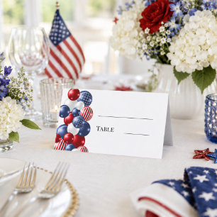 Carte De Placement Balloons rouges et blancs patriotiques USA pour fê