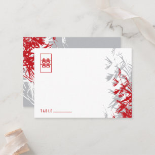 Carte De Placement Bambou rouge et gris Feuille moderne zen asiatique