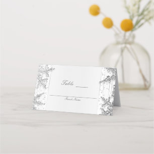 Carte De Placement Banc de Noël en blanc et argent décoré de flocons