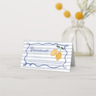 Carte De Placement Bandes de citron garçons aquarelle nom