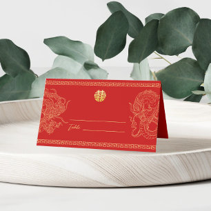 Carte De Placement Banquet de phoenix, le dragon mariage de Chine rou