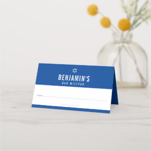 Carte De Placement BAR MITZVAH simple moderne bold bloc royal bleu