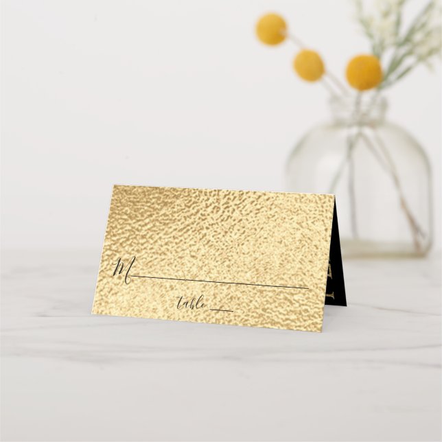 Carte De Placement Bar ou Bat mitzvah Elegant Gold et Noir (Devant)