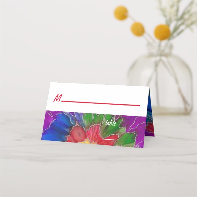 Carte De Placement Barre et Bat mitzvah Tie Dye Design Place Card (Devant)