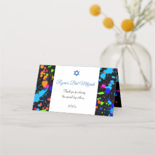 Carte De Placement Bat mitzvah, Peinture colorée, Personnalisée