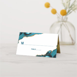 Carte De Placement Bat mitzvah Simple Moderne Turquoise Or Agate