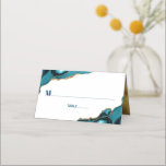 Carte De Placement Bat mitzvah Turquoise Or Agate Simple Moderne<br><div class="desc">Aucune fête Bat mitzvah n'est complète sans cartes de lieux personnalisées. Laissez votre Bat mitzvah préféré être fier, se réjouir et célébrer son jalon à sa fête parfaitement coordonnée. Typographie bleu turquoise foncé turquoise et roches d'agate bleu turquoise accentuées de veines faux or superposent un arrière - plan blanc simple....</div>
