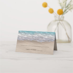 Carte De Placement Beach Sand Hearts Élégant Tropical Moderne Mariage
