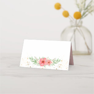 Carte De Placement Beachy Boho Pink Ivory Greenery Floral
