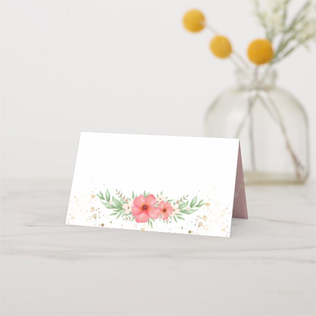 Carte De Placement Beachy Boho Pink Ivory Greenery Floral (Devant)