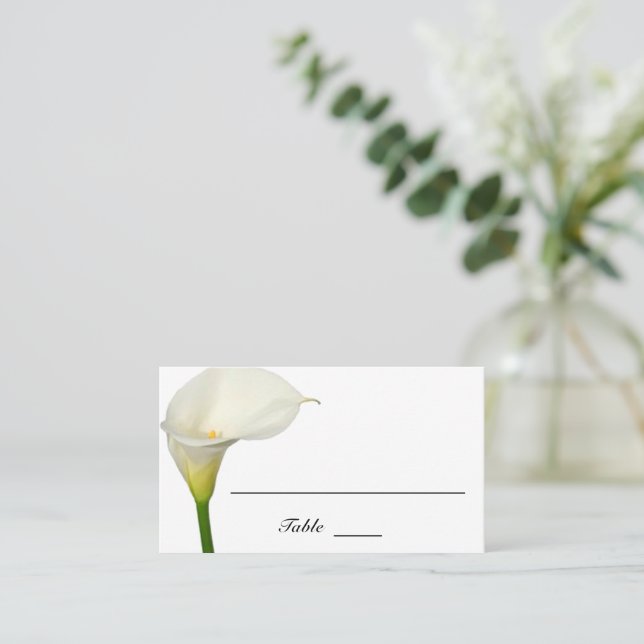 Carte De Placement Beau blanc Calla Lily Mariage plat (Debout devant)