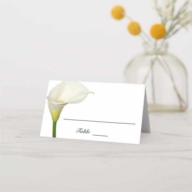Carte De Placement Beau blanc Calla Lily Mariage plié (Devant)