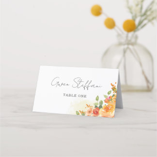 Carte De Placement Beau Mariage Floral Orange