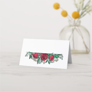 Carte De Placement Beau Mariage Floral Roses Rouges