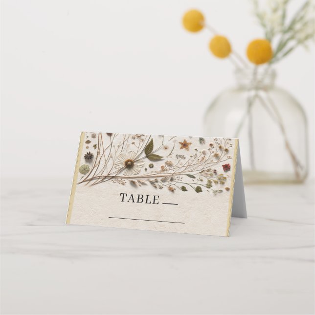 Carte De Placement Beauté de la Nature Fleurs et Feuilles Botaniques  (Devant)