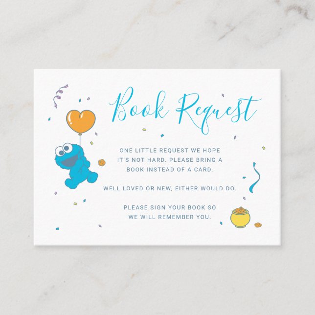 Carte De Placement Bébé Cookie Monster Demande de livre Insérer (Devant)