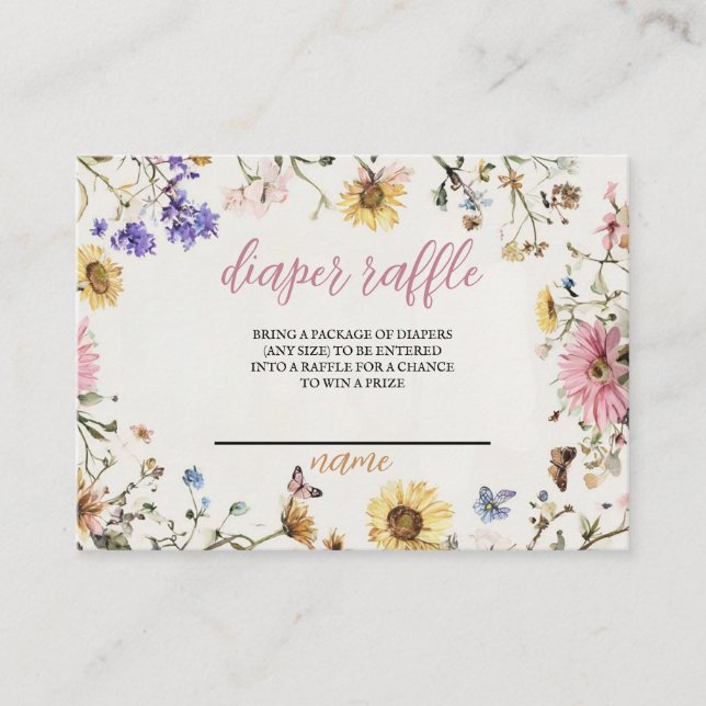 Carte De Placement Bébé en fleur Billet de rabat de couches (Devant)