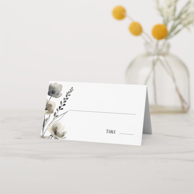 Carte De Placement Beige Neutral Floral Wedding (Devant)