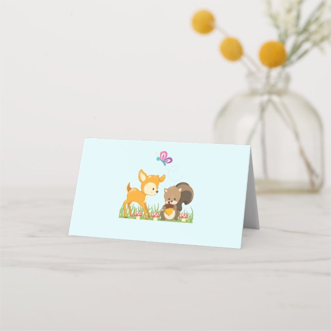 Carte De Placement Belle forêt Animaux Caricature Whimsical (Devant)