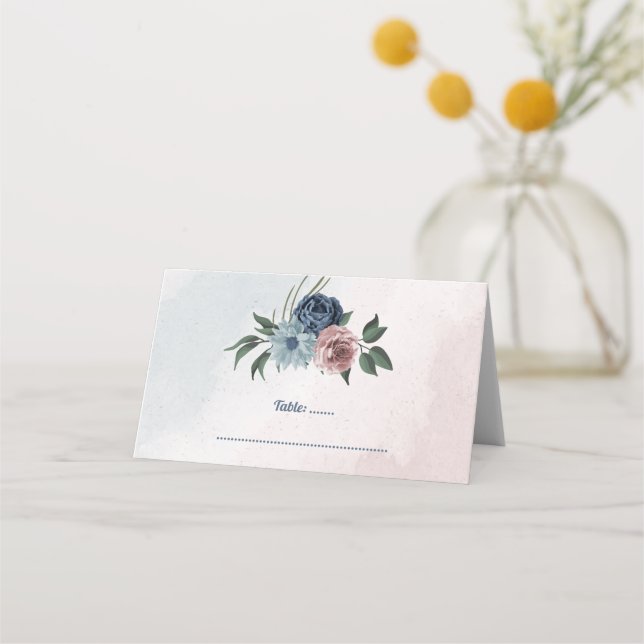 Carte De Placement belle végétation fleurie rose bleu (Devant)