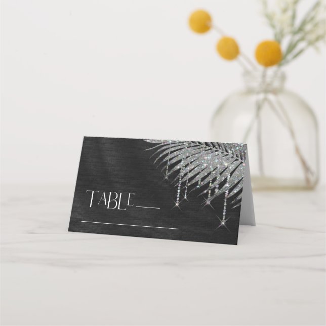 Carte De Placement Bijoux Mariage feuille feuille argent ID830 (Devant)