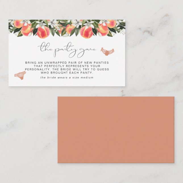 Carte De Placement Billet de jeu SAVANNAH Peach Bachelorette Panty (Devant / Derrière)