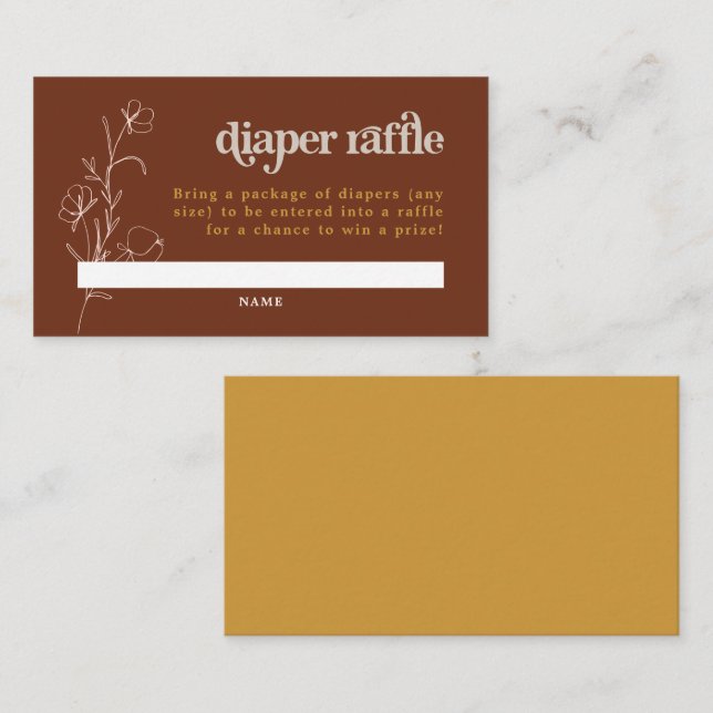 Carte De Placement Billet de tombola de couche FARRAH Retro Rust Mout (Devant / Derrière)