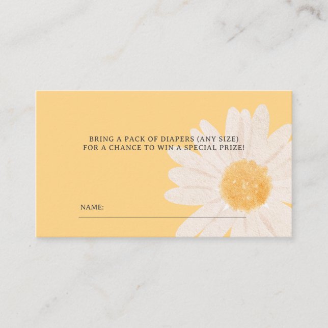 Carte De Placement Billet Petit Baby shower Daisy Raffle (Devant)