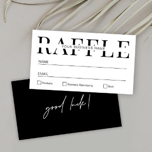 Carte De Placement Billet simple moderne noir & blanc Business Raffle