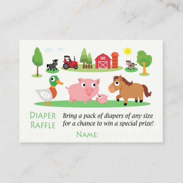 Carte De Placement Billets Barnyard Diaper Raffle (Devant)