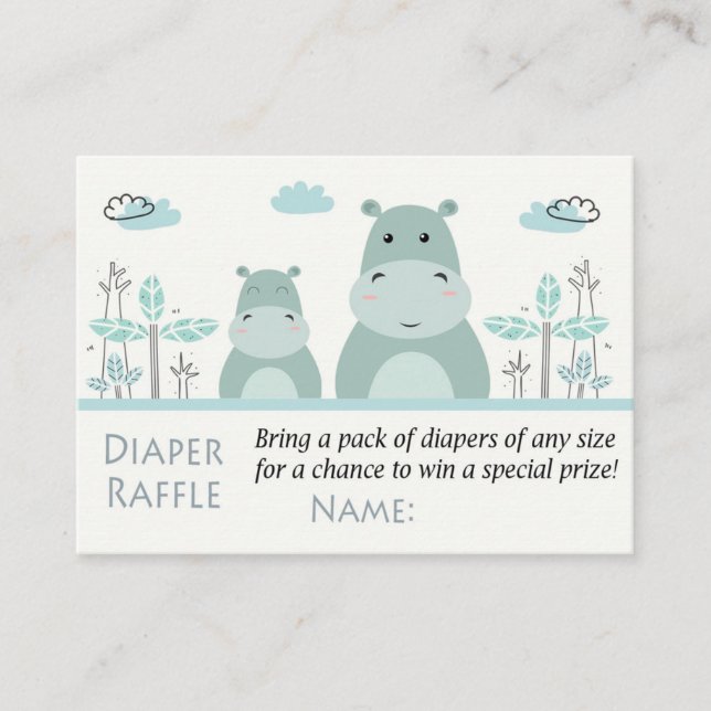 Carte De Placement Billets de rabat à couches bleu Hippo (Devant)