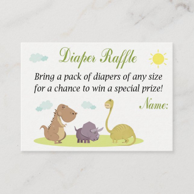 Carte De Placement Billets de tombola de couche dinosaure (Devant)