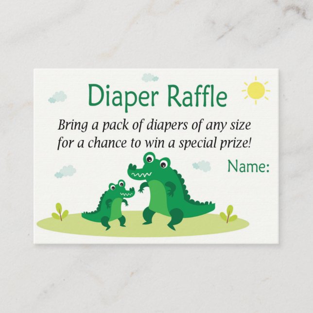 Carte De Placement Billets de tombola de couche pour alligator mignon (Devant)