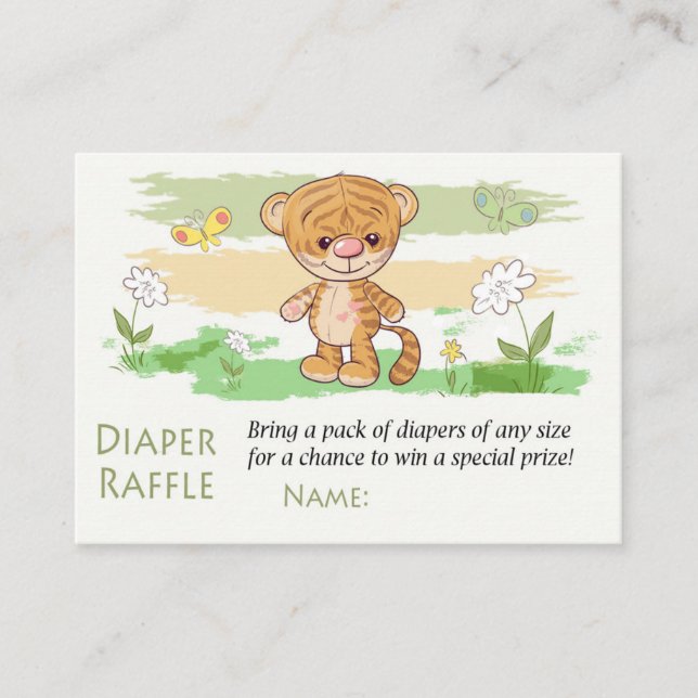 Carte De Placement Billets de tombola de couche Tigre Mignon (Devant)