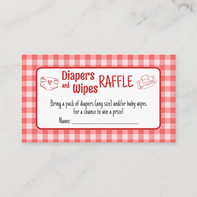 Carte De Placement Billets de tombola pour couches et lingettes (Devant)