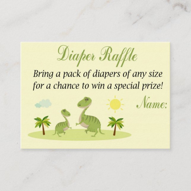 Carte De Placement Billets Dino Diaper Raffle (Devant)