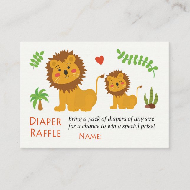Carte De Placement Billets Lion Diaper Raffle (Devant)
