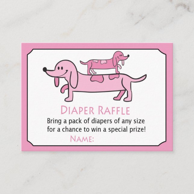 Carte De Placement Billets rose Dachshund Diaper Raffle (Devant)