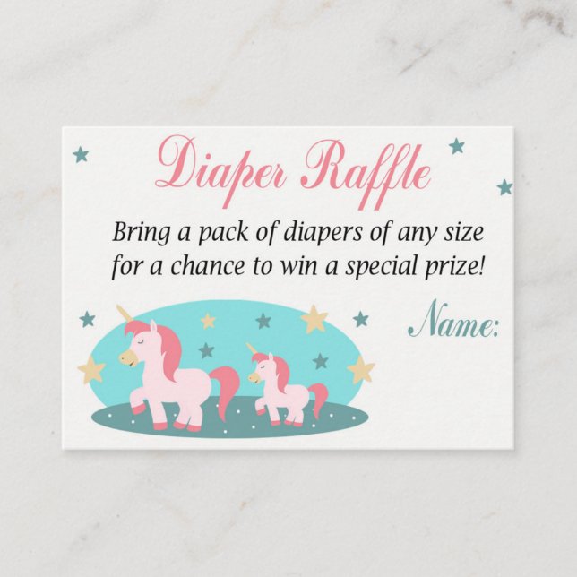 Carte De Placement Billets Unicorn Diaper (Devant)
