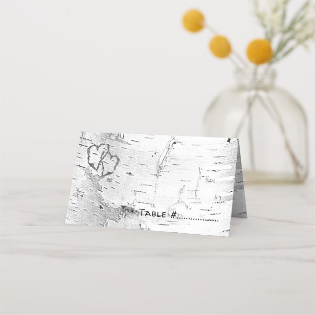 Carte De Placement Birch Tree Mariage Standing Escort ou Place Cards (Devant)