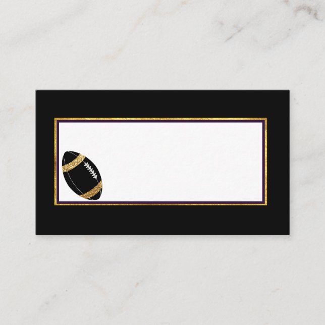 Carte De Placement Black and Gold Football 2 Mariage Place Card (Devant)